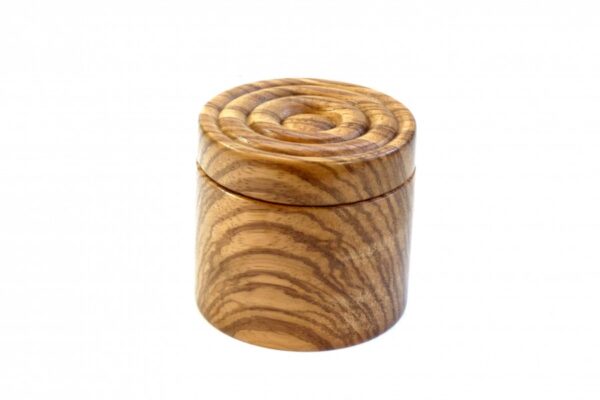 Handmade Pot Swivel Lid Spiral Design Top Zebrano Wood