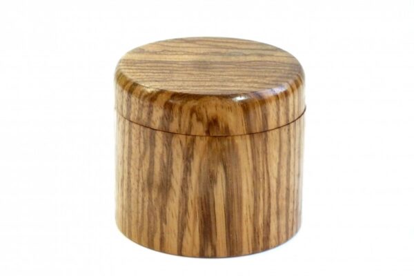 Handmade Wooden Pot Swivel Lid Zebrano Wood